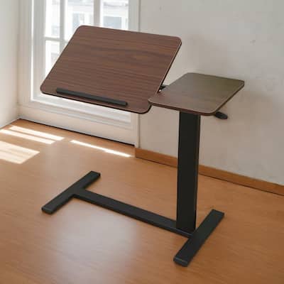 Bedside Table,Folding Overbed Bedside Desk Mobile Rolling Laptop Stand Tilting Table with Wheels Height Adjustable Tray Table
