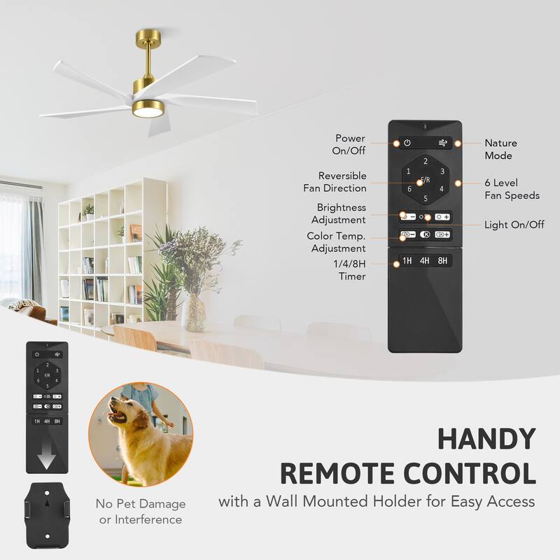 52" Ceiling Fan with Dimmable LED Lights