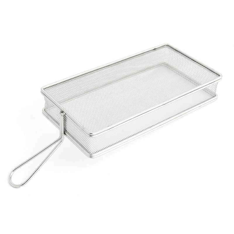 Stainless Steel Rectangle Mesh Basket Strainer Chips Fries Basket - 10" x 5.1" x 1.8"(L*W*H)