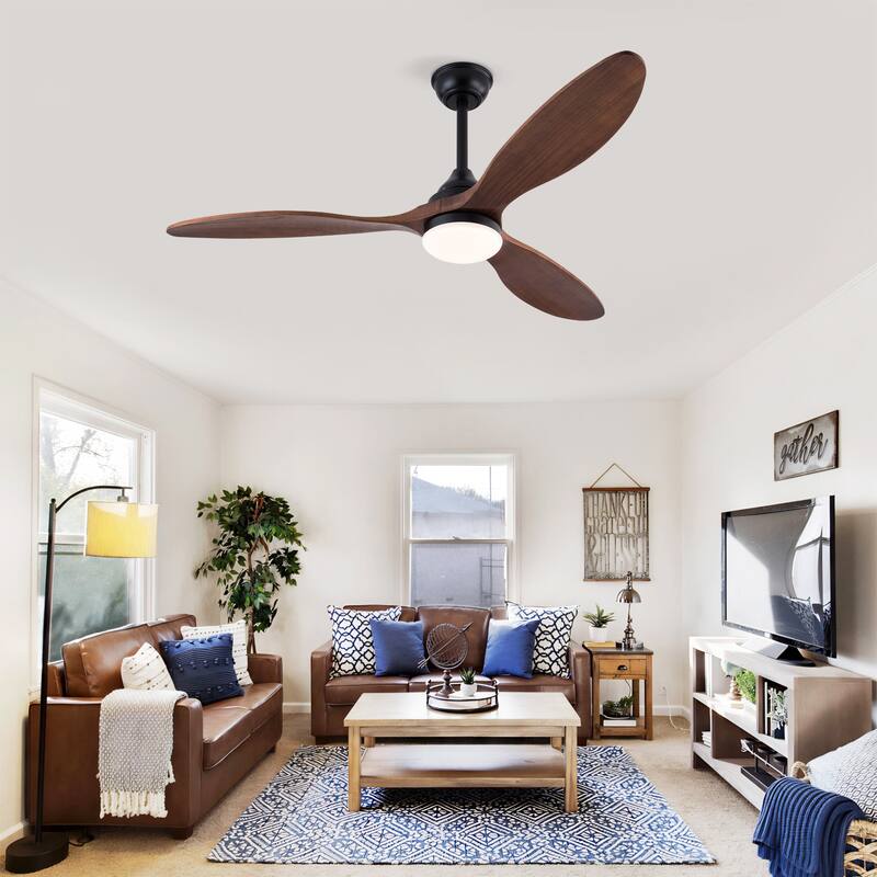 52" Ceiling Fans w/ Lights, Dimmable LED, Remote Control Reversible DC Motor