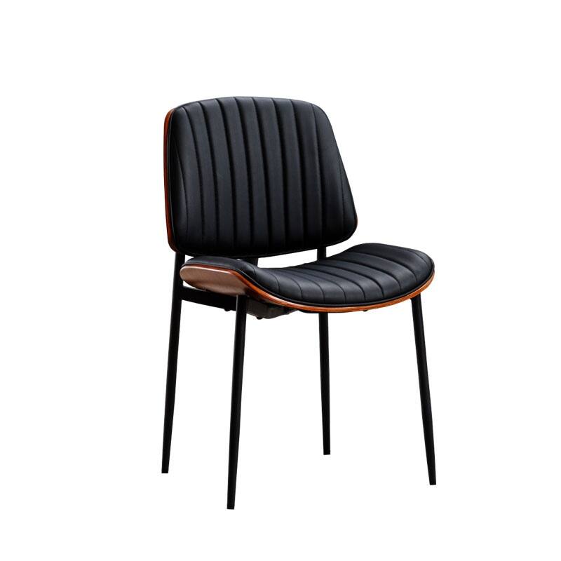 Set of 2 Mid-Century Modern Upholstered Dining Chaies with Metal Legs