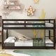 preview thumbnail 6 of 18, Twin over Twin Floor Bunk Bed with Ladder & Guardrails, Wood Bedframe Espresso - Twin