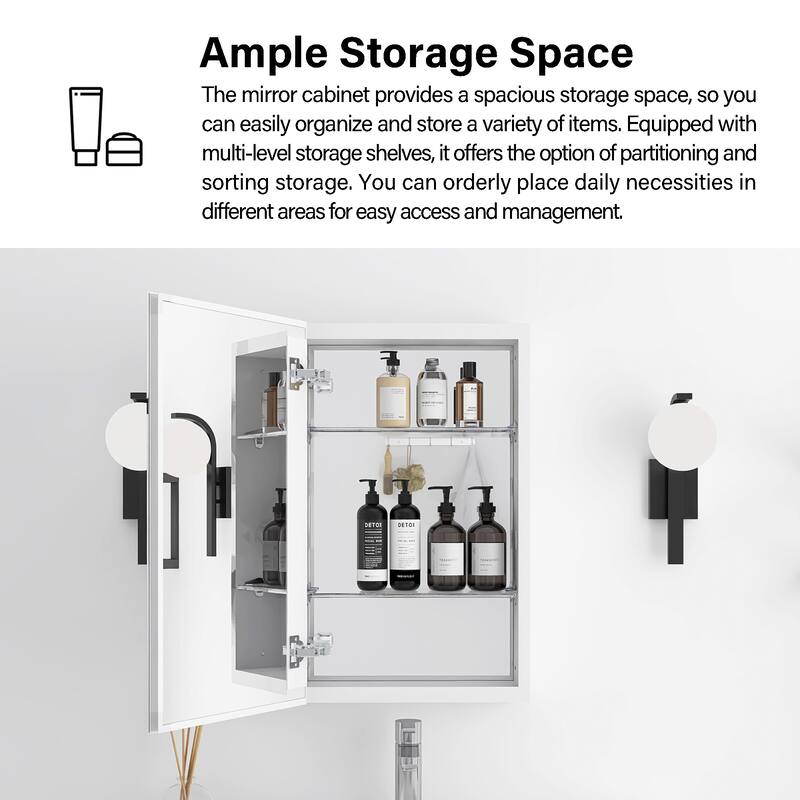 Rectangular Aluminum Medicine Cabinet with Mirror