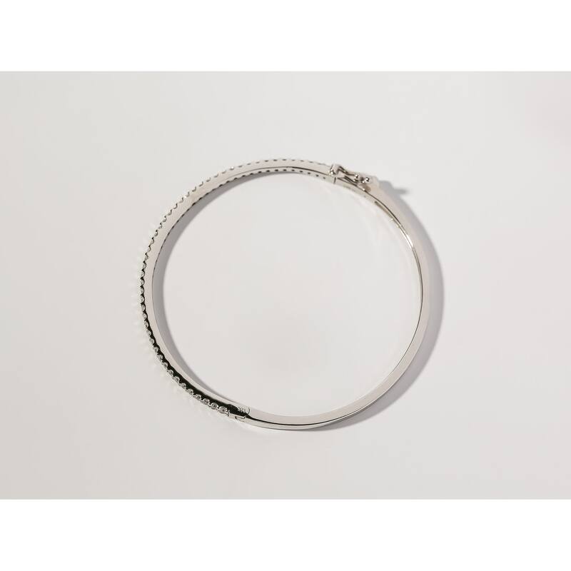 Kobelli 1 Carat Lab Grown Diamond 14k White Gold Half Eternity 7" Stackable Bangle Bracelet