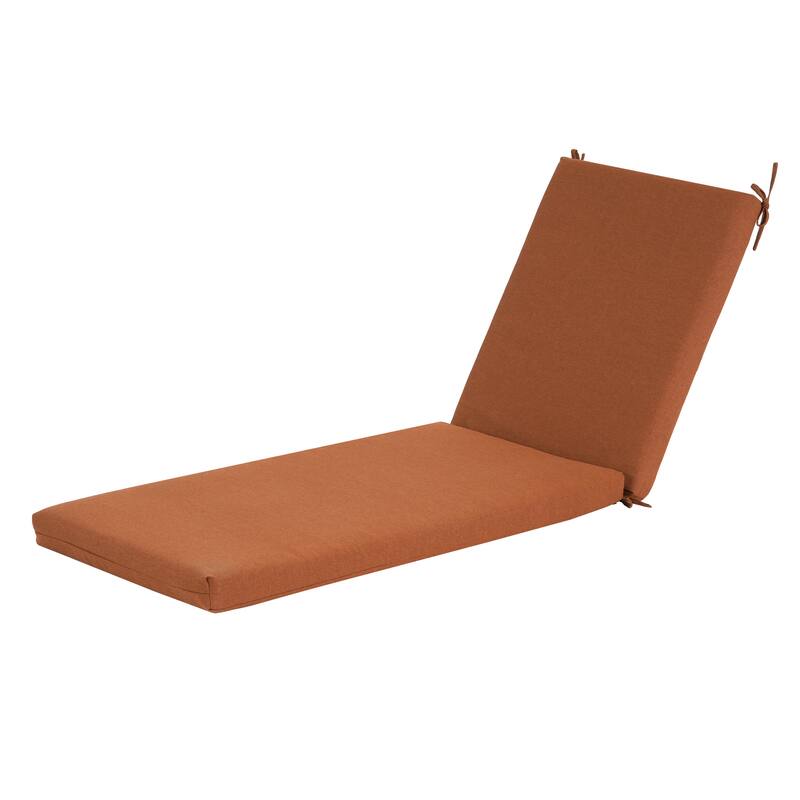 Anmytek Water Resistant Outdoor Chaise Lounge Cushion Terracotta Two Section with Tie Fasteners for Patio Poolside Garden