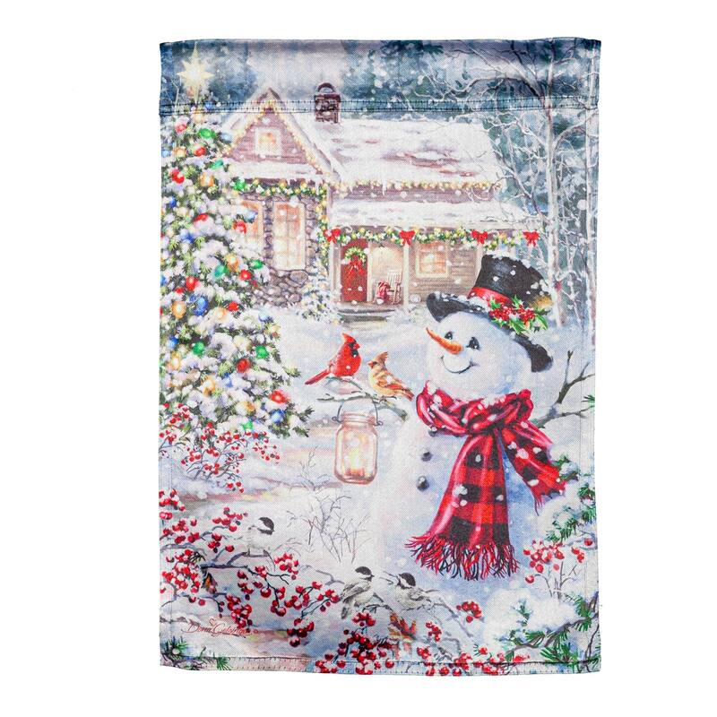 Cottage in the Snow Garden Lustre Flag - Multi - Color