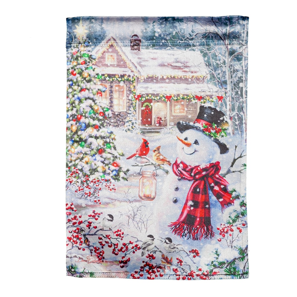 Cottage in the Snow Garden Lustre Flag - Multi - Color