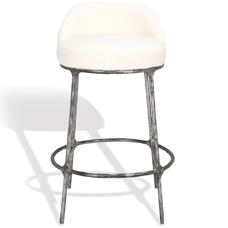 SAFAVIEH Couture Christl 31-inch Counter Stool (Fully Assembled) - 21.3 In. W x 22 In. D x 31.3 In. H - 21"Wx22"Dx31"H - Ivory/Black