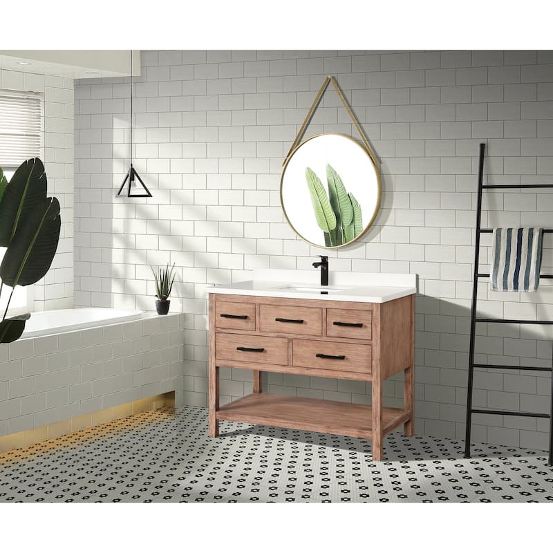 Ari Bath, Betty 42" Bathroom Vanity, Weathered Brown