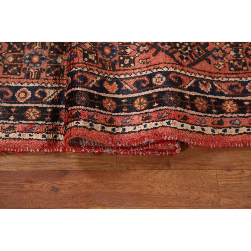 All-Over Geometric Hamedan Persian Runner Rug Handmade Wool Carpet - 2'8" x 9'9"