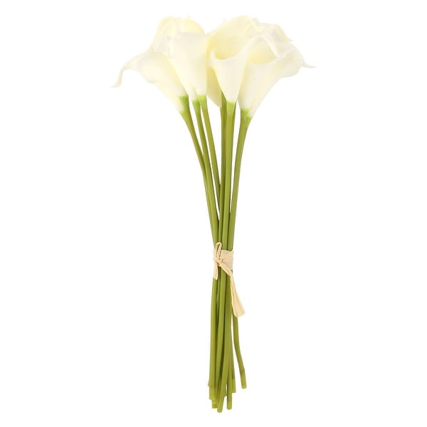 Bridal Wedding Party Decor Calla Lily Artificial Flowers Bouquet White 10 Pcs