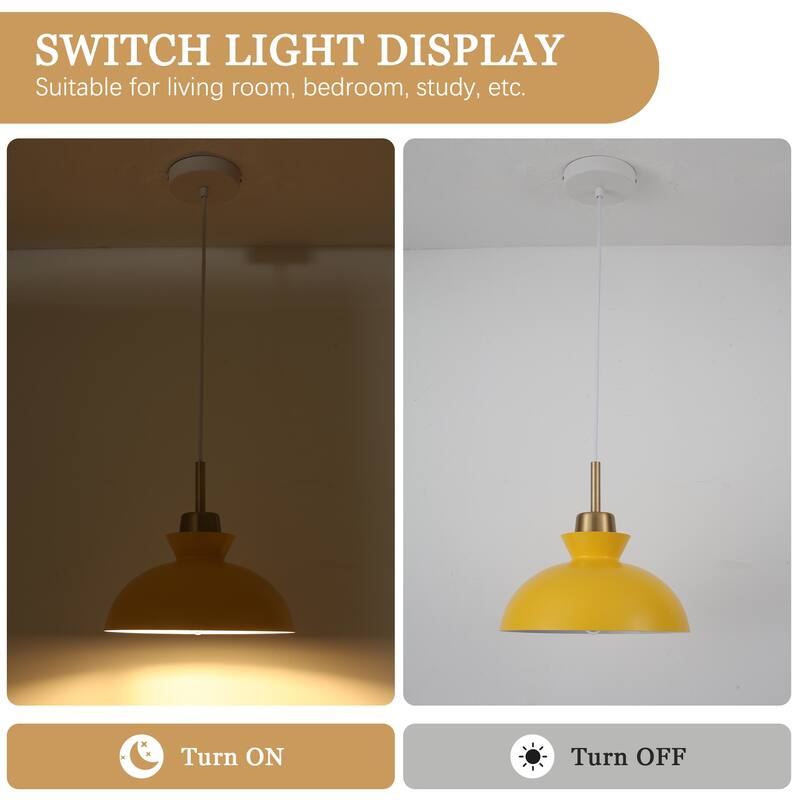 1-Light Hanging Ceiling Pendant Light Chandelier Light Fixture with Metal Shade for Kitchen Island