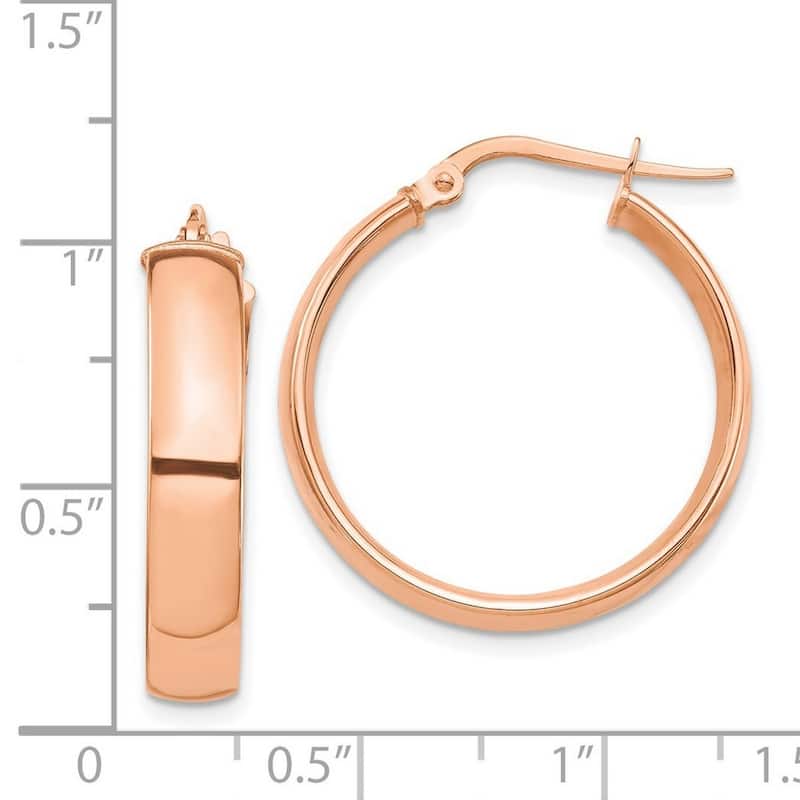 Curata 14k Rose Gold High Polished 5mm Hoop Earrings