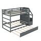 preview thumbnail 8 of 49, Roomfitters Twin-Over-Twin Bunk Bed with Twin Trundle, Sturdy Wooden Frame, 3 Storage Stairs, Safety Guardrails