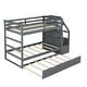 preview thumbnail 5 of 10, Wood Bunk Bed with Twin Trundle and 3 Storage Stairs, Grey