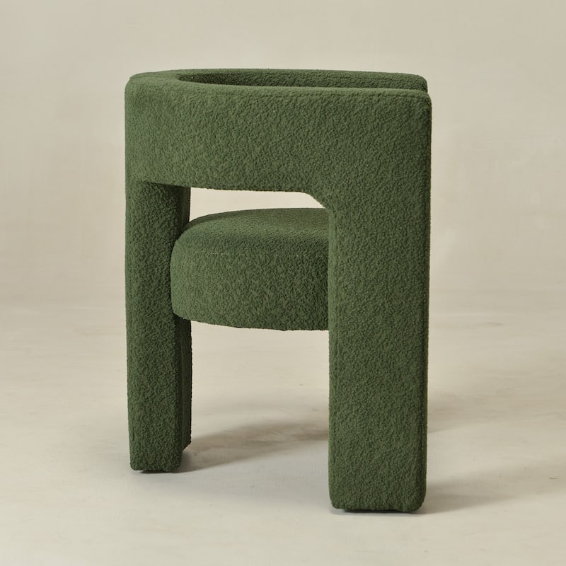 KINWELL 28" W Boucle Upholstered Square Armchair Sherpa Side Chair