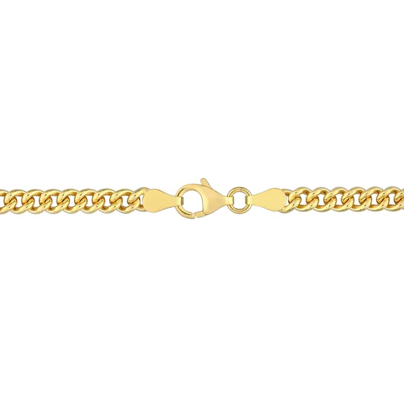 Miadora 4.4mm Curb Link Chain Anklet in Yellow Silver - 9 in