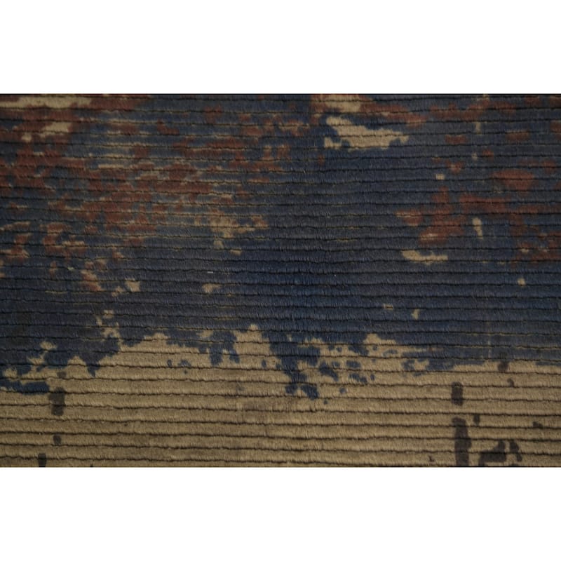 Handmande Abstract Indian Area Rug Handmade Wool Carpet - 7'10"x 9'10"