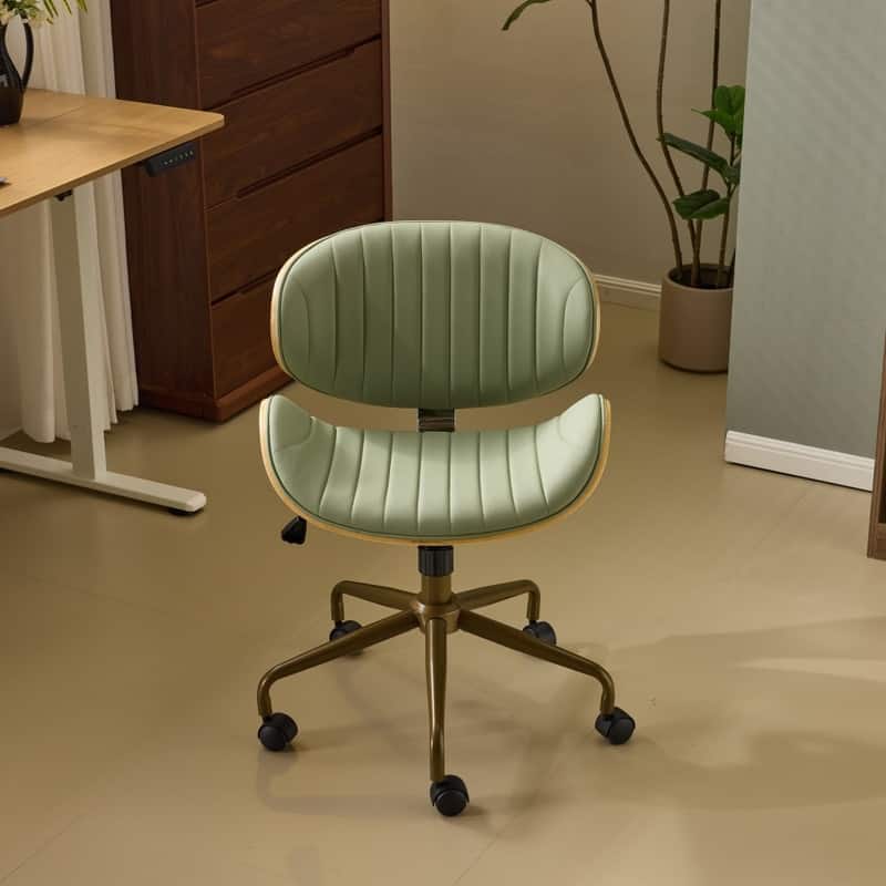 PU Curved Office Chair With Antique Bronze Base