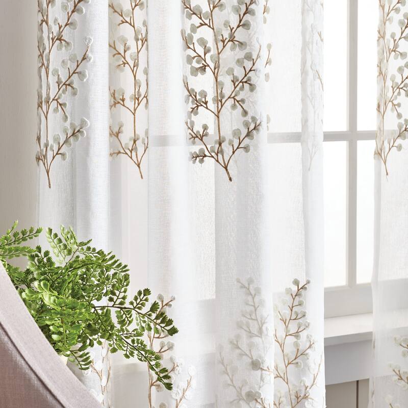 Martha Stewart Georgia Embroidery Poletop Curtain Panel Pair