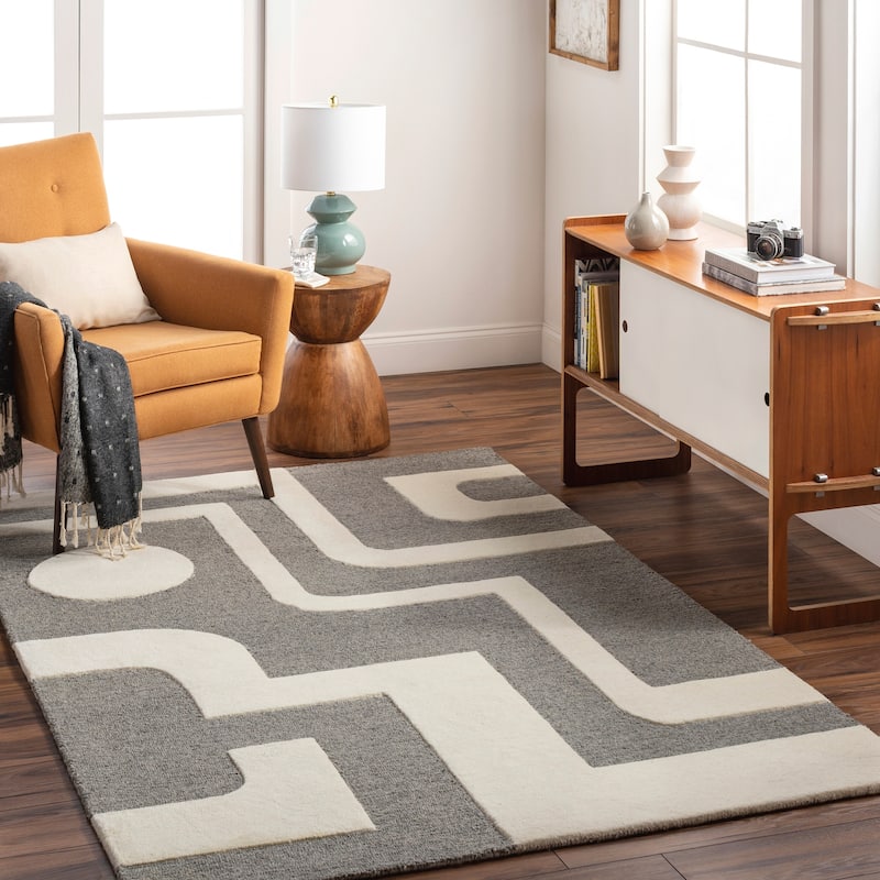 Dion Handmade Modern Wool Rug - Dark Grey - 2' x 3'