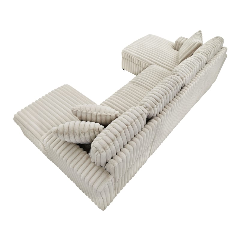 Roomfitters Oversized U Shaped Sleeper Sofa with Pull Out Bed, Modular Sectional Couch with Storage Chaise, Khaki