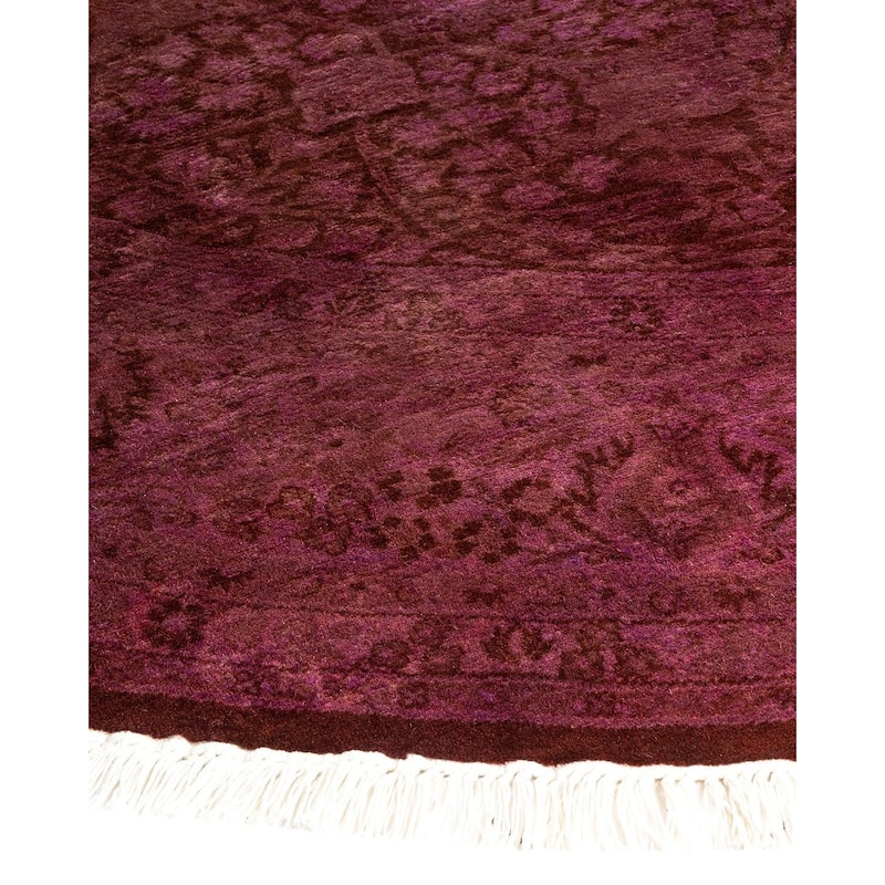 Overton Hand Knotted Wool Vintage Inspired Modern Contemporary Overdyed Purple Round Area Rug - 6' 1" x 6' 1"