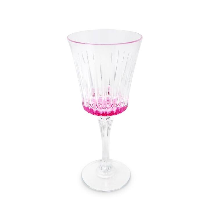 Water Glasses with Linear Design, Set of 6 - Pink