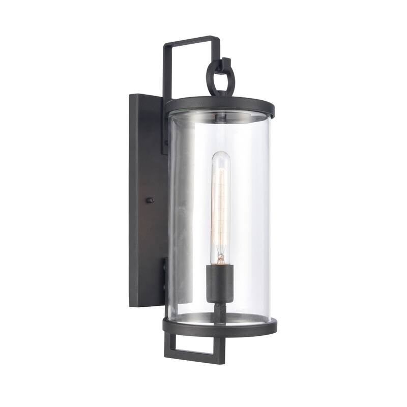 Hopkins 15.75'' High 1-Light Outdoor Sconce - Charcoal Black - 18 inch Tall - Charcoal Black