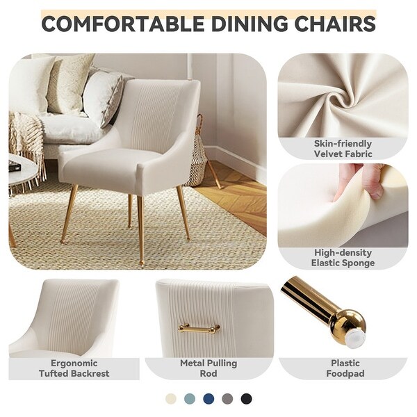 SEYNAR Modern Glam Boucle Pleated Velvet Dining Chair or
