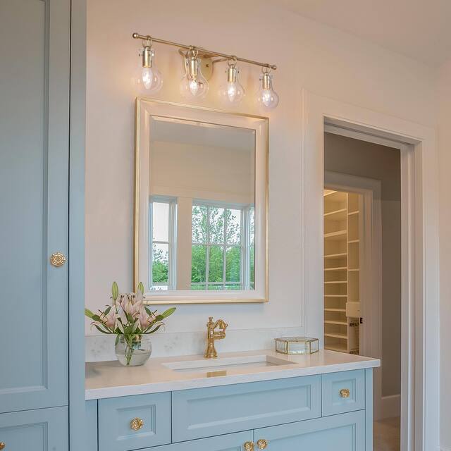Carson Carrington Modern Unique Gold Bathroom Vanity Lights Linear Glass Wall Sconces