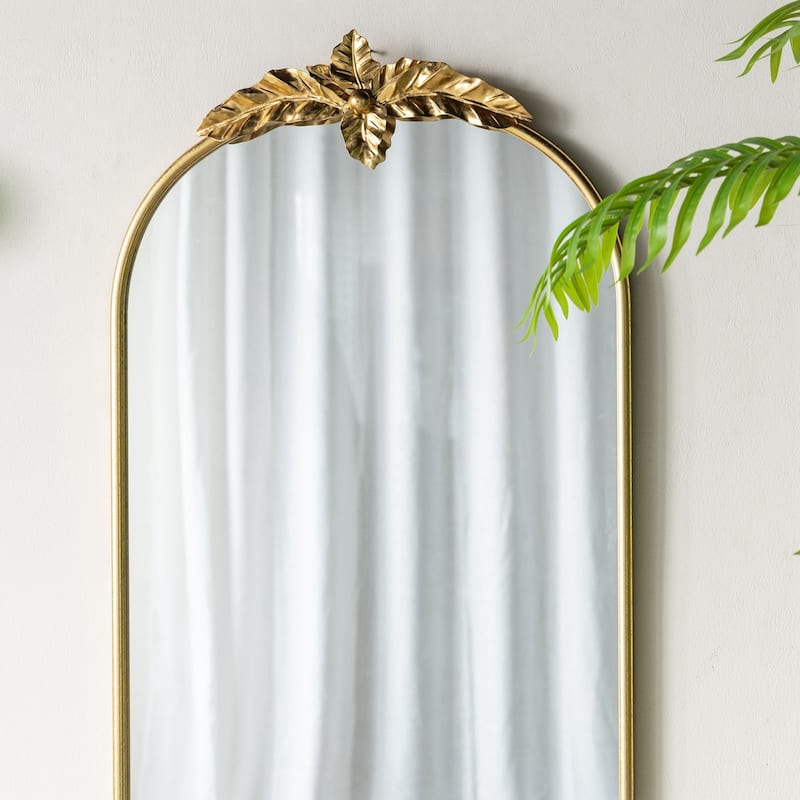 24" x 36" Arched Wall Mirror with Gold Metal Frame