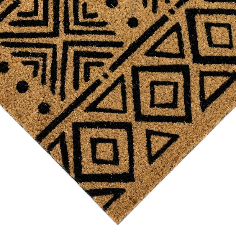 Liora Manne Natura Mudcloth Outdoor Mat Black 18"x30"