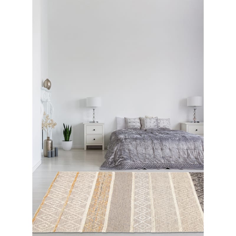 ECARPETGALLERY Braid weave Sienna Cream Wool Rug - 5'0 x 7'11