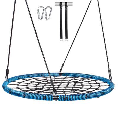Spider Web Saucer Swing with Tree Hanging Straps and Adjustable Multi-Strand Ropes - 40"