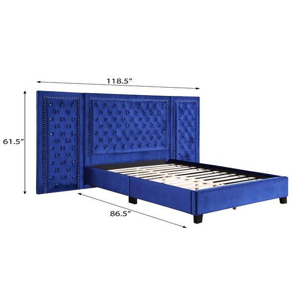 Shiloh Blue Queen Platform Bed with Oversized Headboard Bed Bath