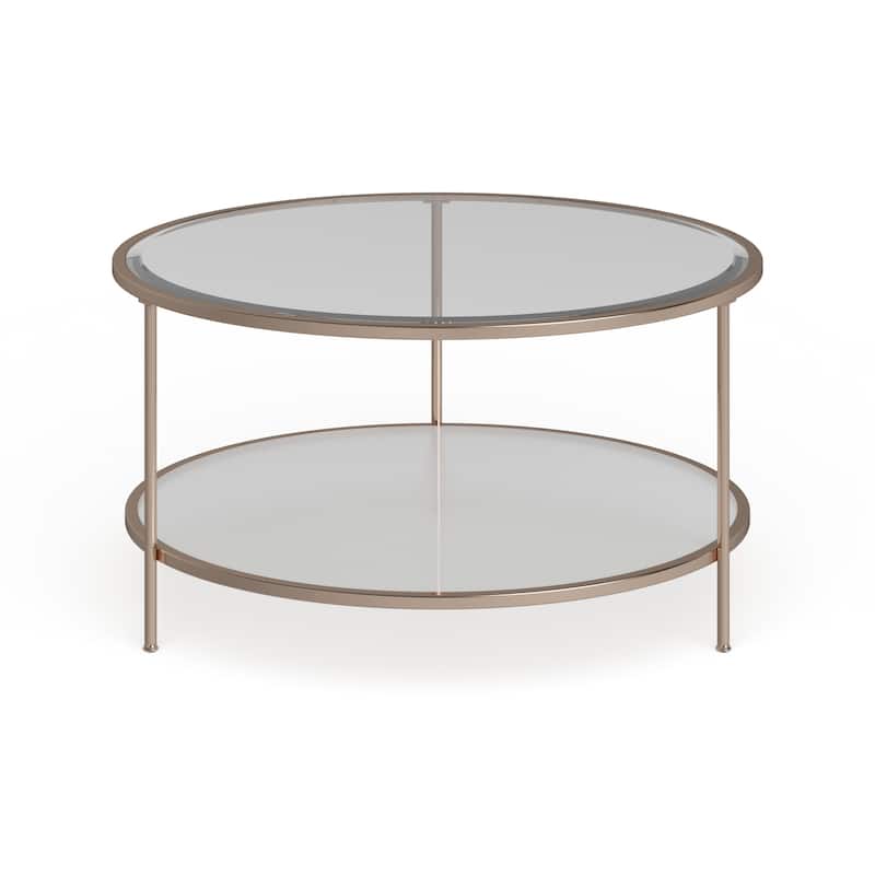 SEI Furniture Grant Gold Copper Round Coffee Table with Storage