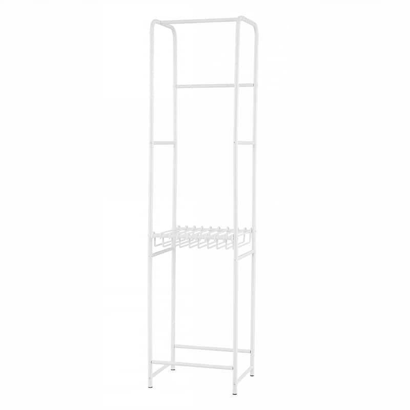 Gymax Narrow Clothes Rack Heavy Duty Metal Garment Rack w/ Removable - White
