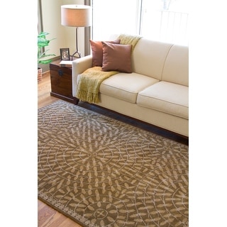 Hand-tufted Circles of Leaves Wool Area Rug - 9' x 13' - 9' x 13'