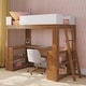 preview thumbnail 9 of 27, Max and Lily Mid-Century Modern Twin Loft Bed with Wraparound Desk and Shelves Pecan/White