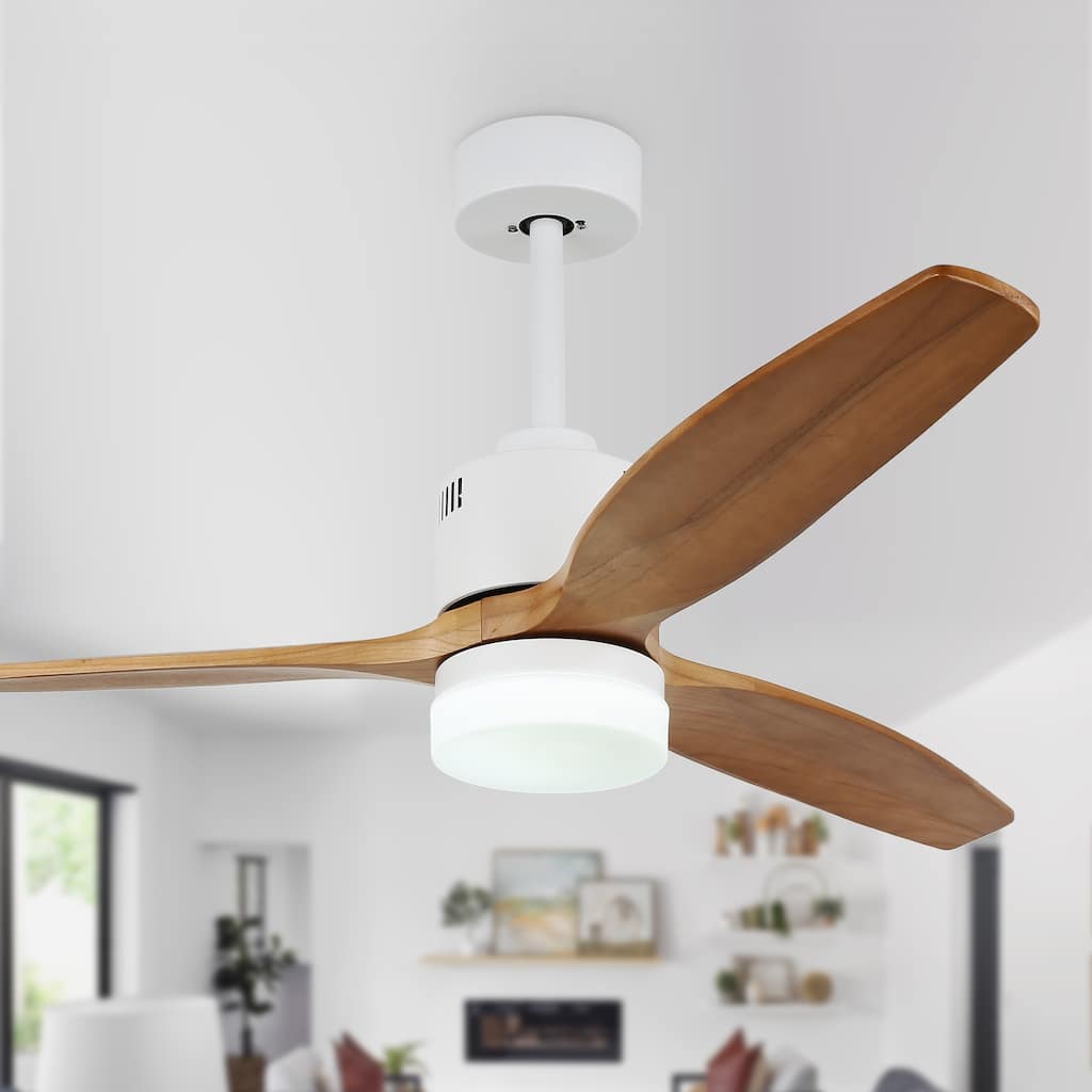 CurveCurio 52'' Indoor Classical LED Sliver Ceiling fan with LED light and Remote, DC Motor, 3 Wood Blades - 52 inches