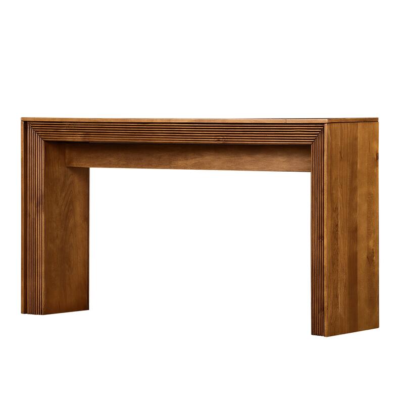 Fluted Counter Height Bar Table Set for 2, Dining Table with Fabric Upholstered Bar Stool with Solid Wood Legs