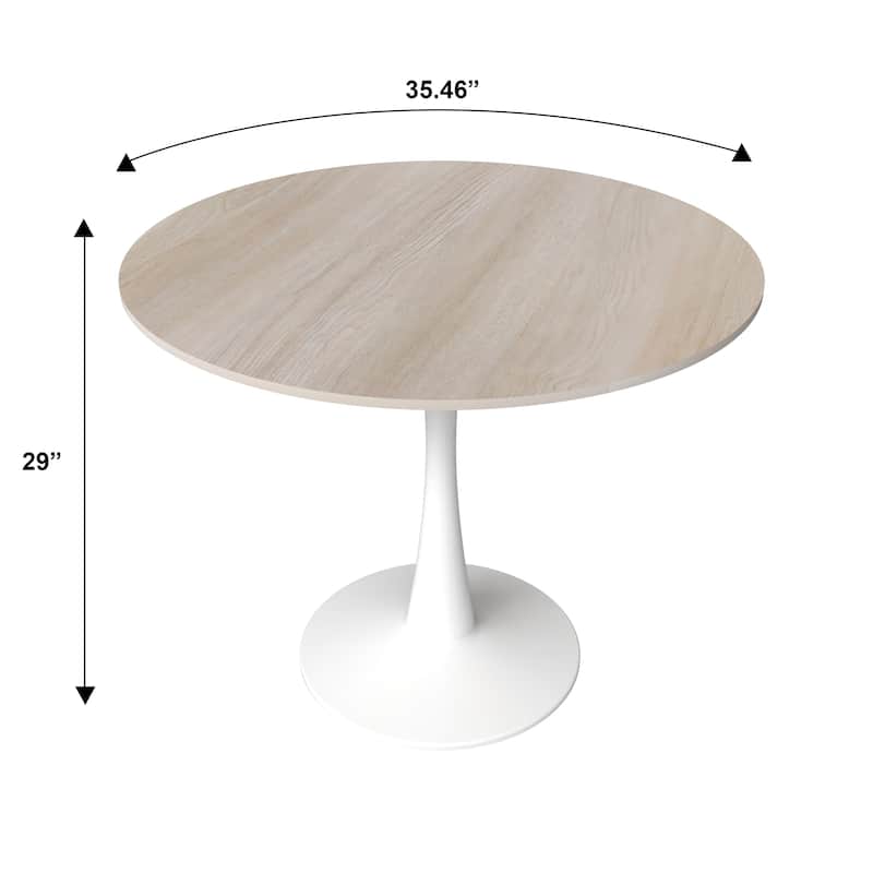 Bristol 35" Round Dining Table with Modern Glass, MDF or Sintered Stone - Sturdy Steel Pedestal Base for Kitchen, Dining, Cafe