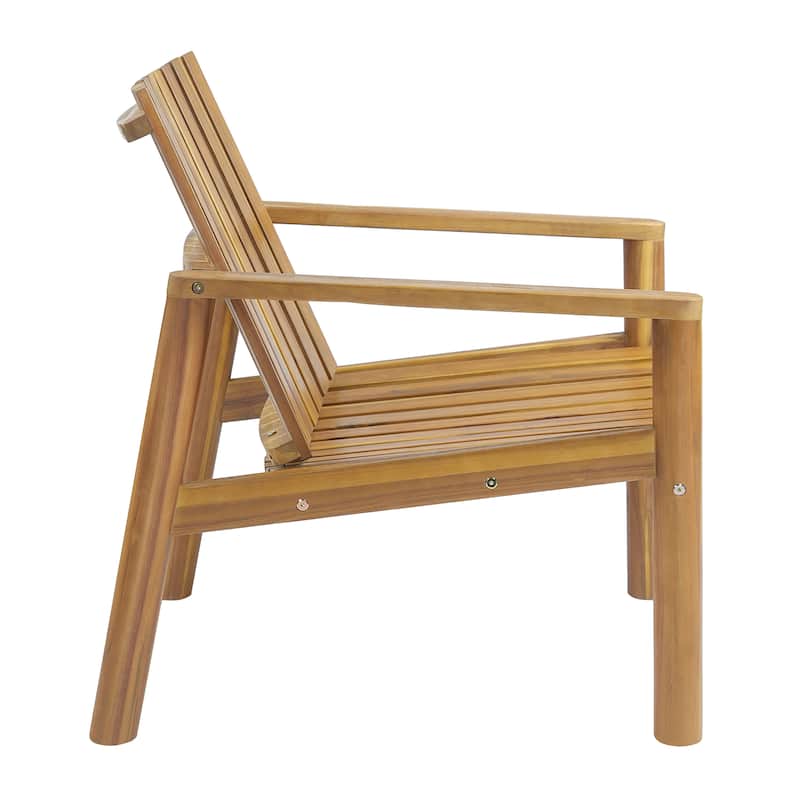 Christopher Knight Home - Solid Acacia Wood Outdoor Lounge Chair with Arms and Slatted Back