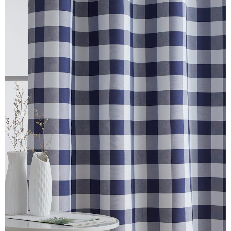 HLC.me Andersen Check Plaid 100% Blackout Thermal Insulated Energy Saving Heat Blocking Grommet Curtain Panels, 2 Panels