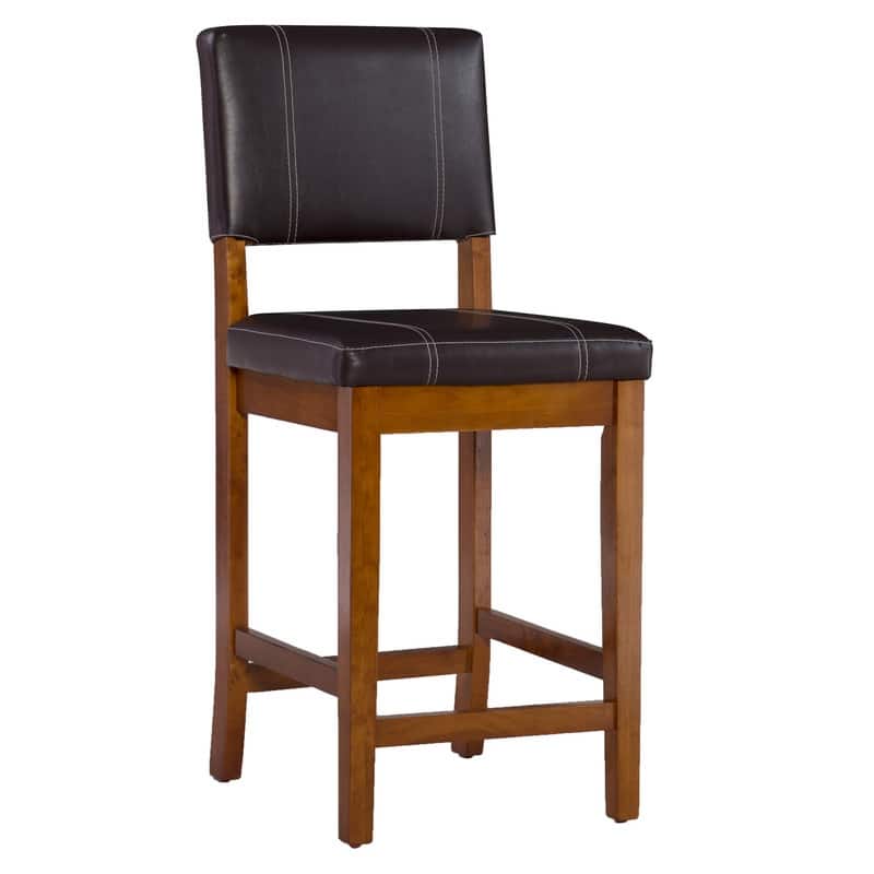 Linon Clover 24-inch Dark Brown Faux Leather Counter Stool - Dark Brown