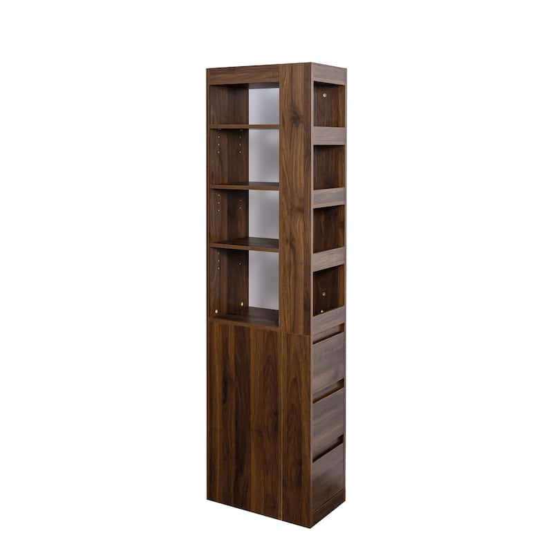 GDFStudio - Harry 70.87" Freestanding Multi-Function Pantry Cabinet with Pull-Out Shelves, Drawers & Microwave Stand
