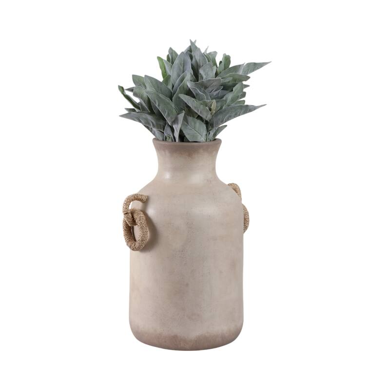 Pottery Jute Decorative Vase Rustic Wrapped Handles Clay Design