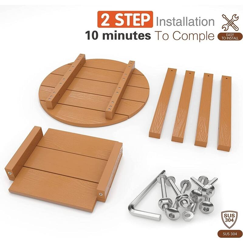 WINSOON All Weather HIPS Outdoor Round 2-Tier Outdoor Side Tables Adirondack Tables