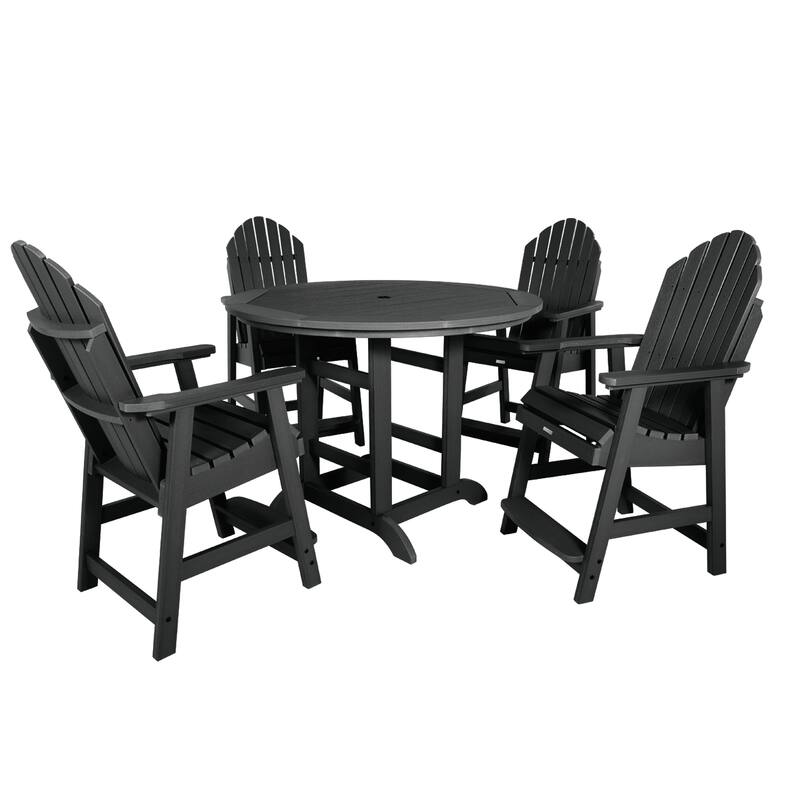 Hamilton 5-Piece Outdoor Counter Height Dining Set - 48" Round Table - Black